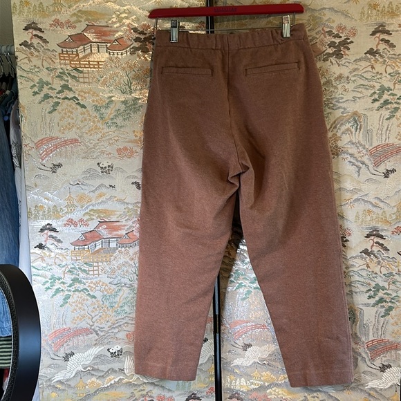 EVERLANE THE DREAM PLEATED KNIT CROP HEATHERED  AUBURN PANT SZ S - Picture 6 of 15